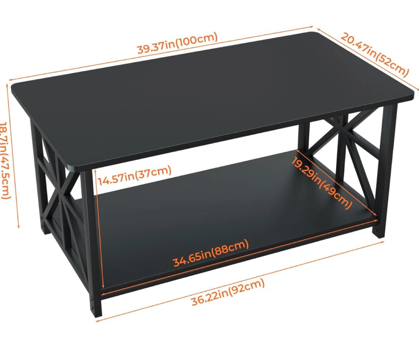 Black Coffee Table with Shelf - photo 4