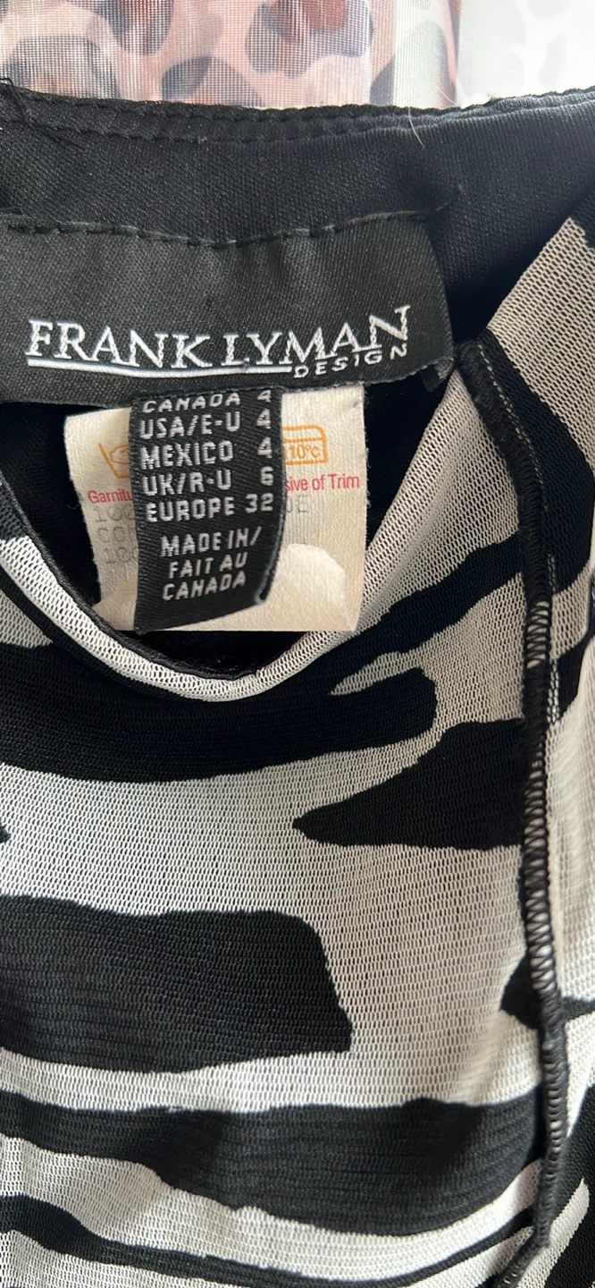 Frank Lyman Design Women's Zebra Print Dress Size 4 - photo 3