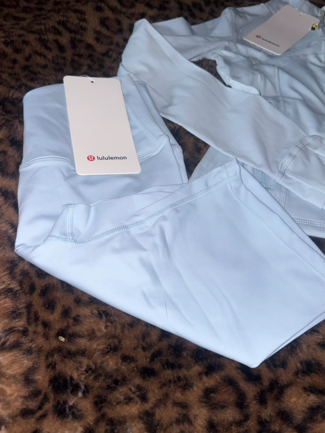 Lululemon Light Blue Athletic Jacket and Leggings Set