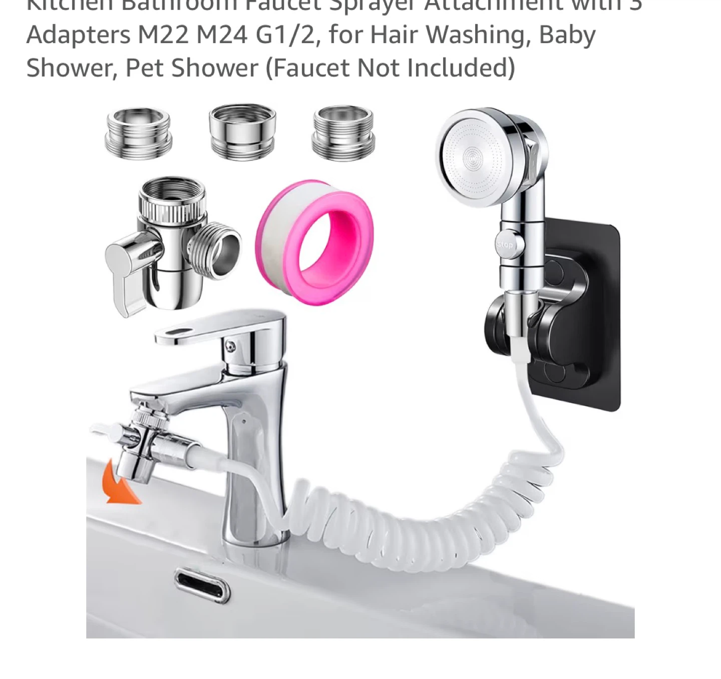 Roscid Sink Handheld Shower Kit with Faucet Sprayer Attachment