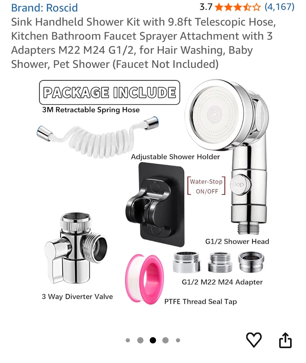 Roscid Sink Handheld Shower Kit with Faucet Sprayer Attachment - photo 2