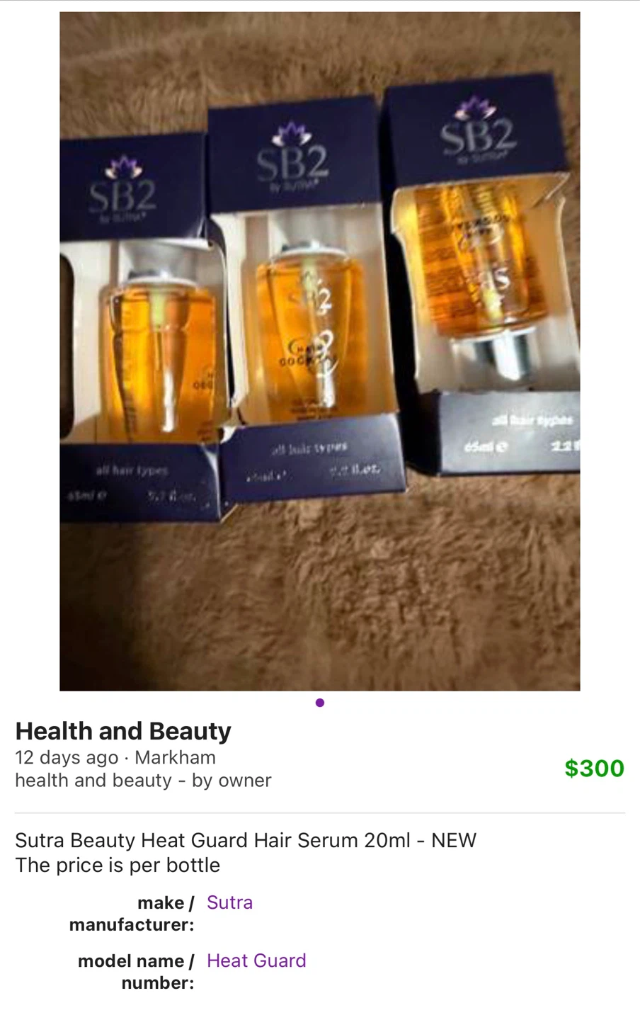 Sutra Beauty Heat Guard Hair Serum 20ml (3 pack)