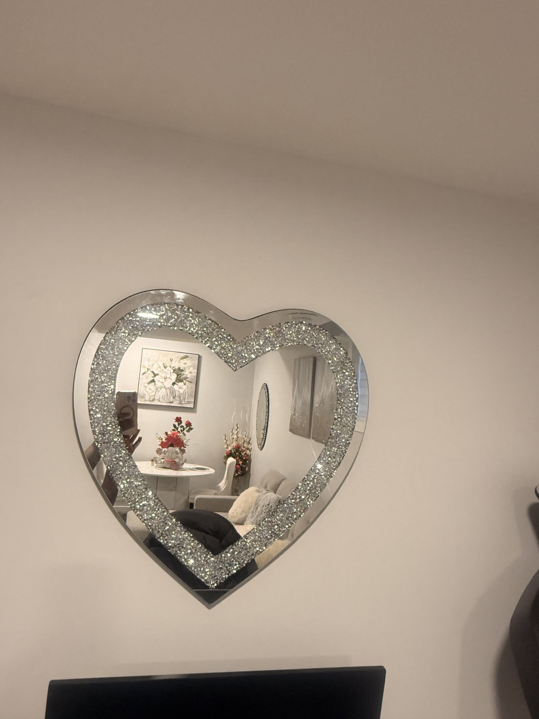 Heart Shaped Mirror with Crushed Diamond Effect - photo 2