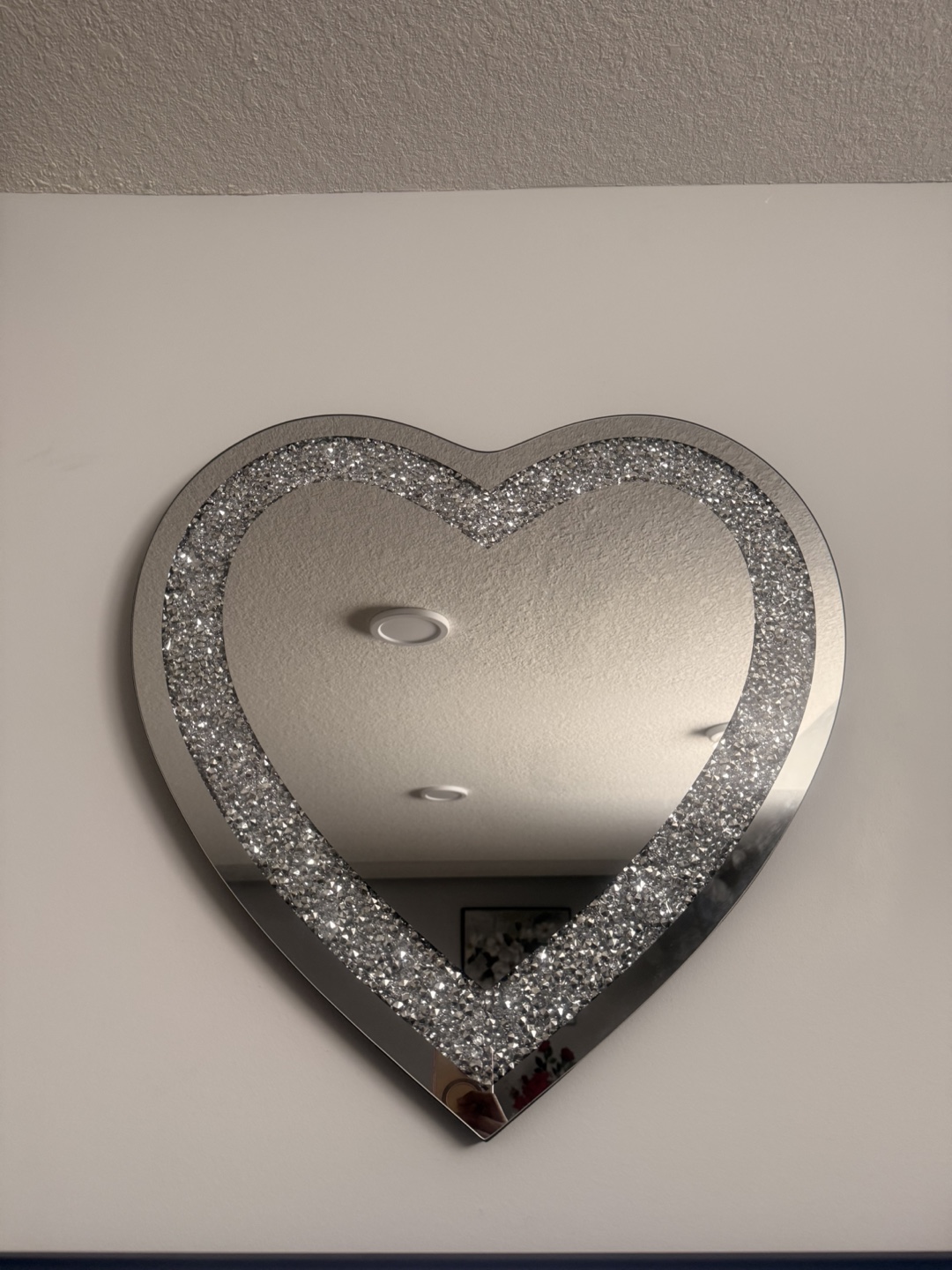 Heart Shaped Mirror with Crushed Diamond Effect
