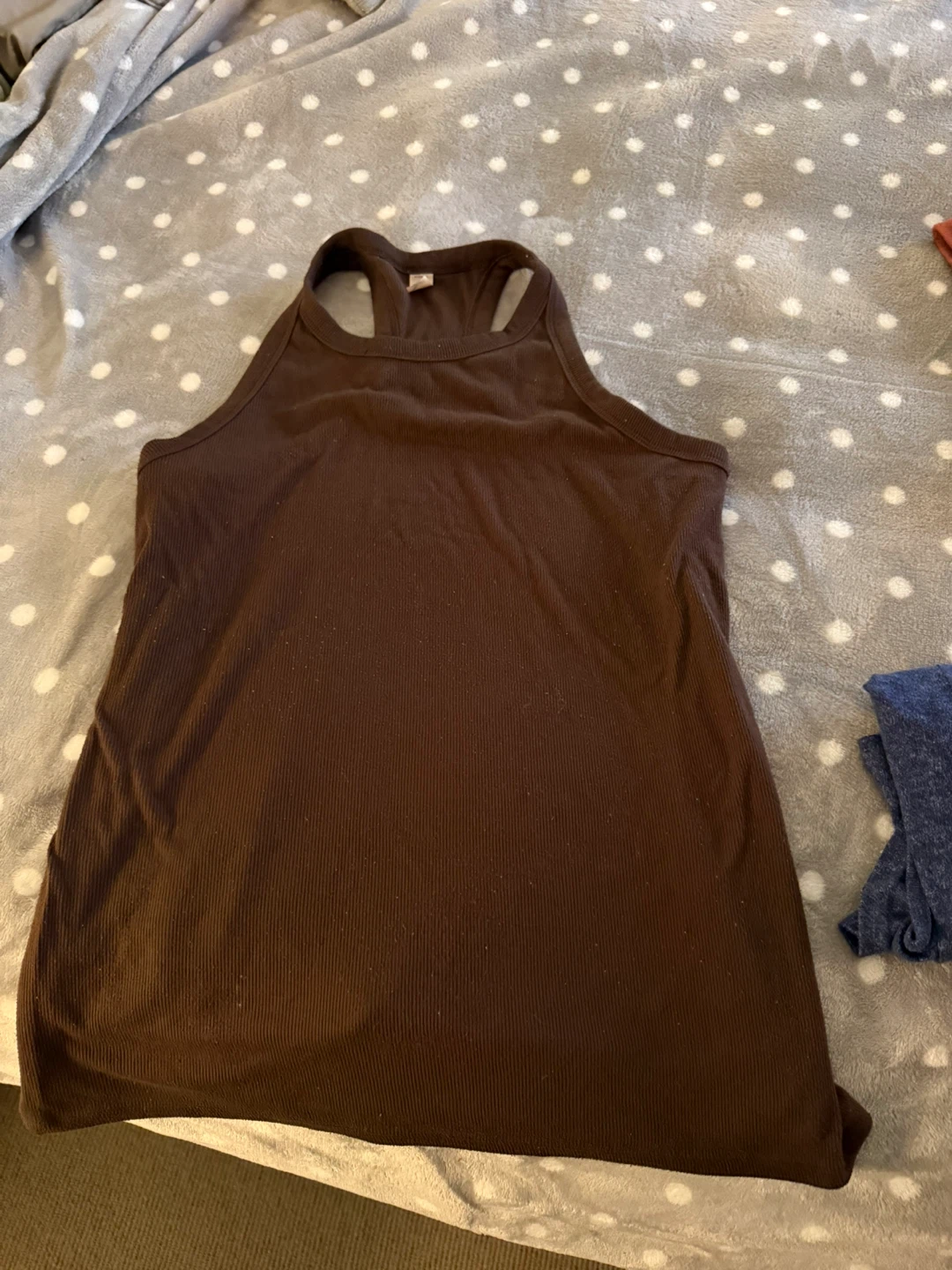 Brown Ribbed Tank Top