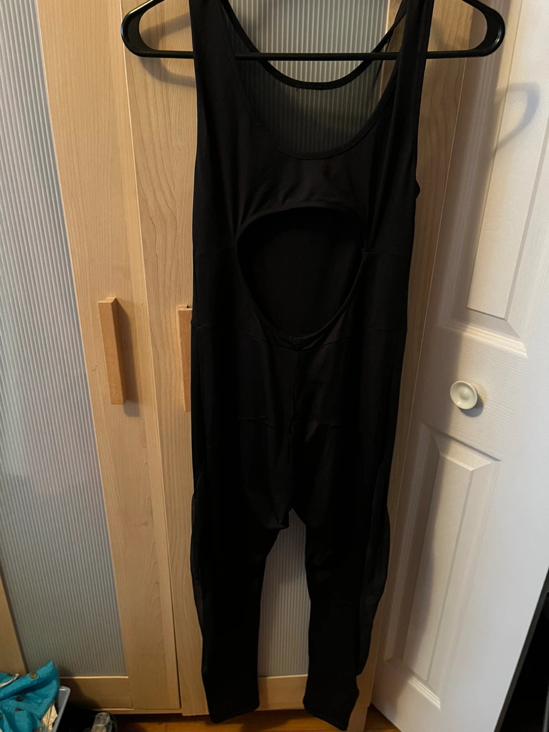 Black Jumpsuit/Bodysuit, open back, Medium