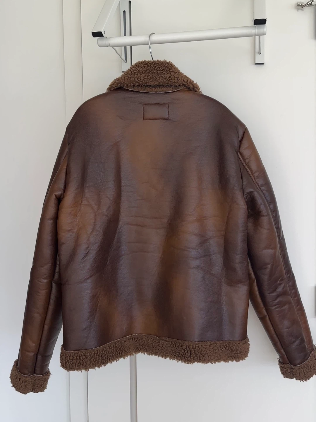 Guess Brown Faux Leather Fleece Lined Aviator Jacket - photo 3