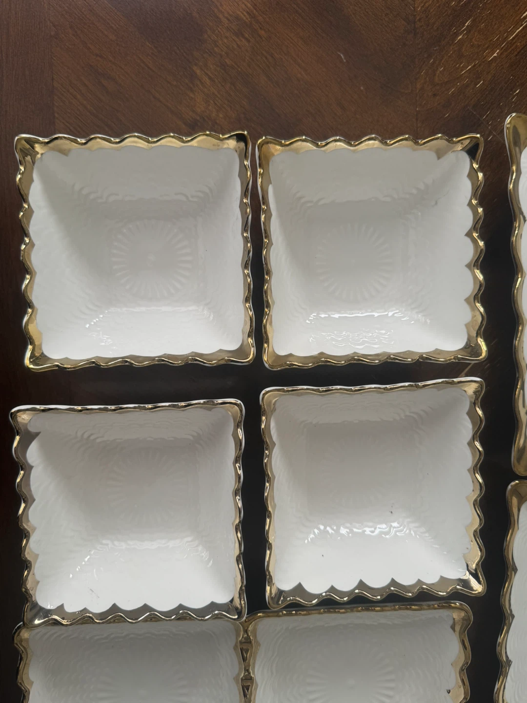 White Porcelain Serving Dish Set with Gold Trim - photo 2