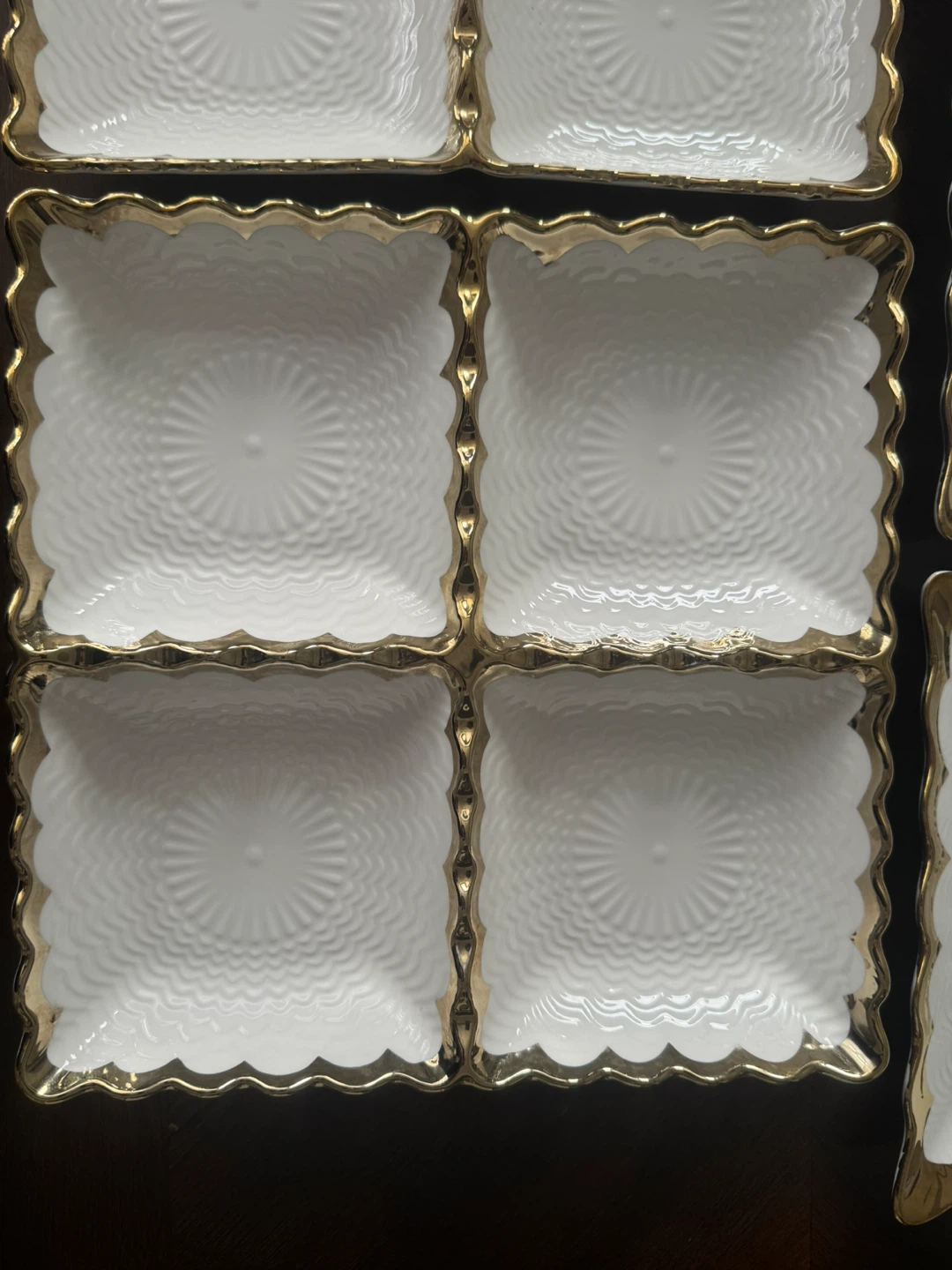 White Porcelain Serving Dish Set with Gold Trim - photo 3