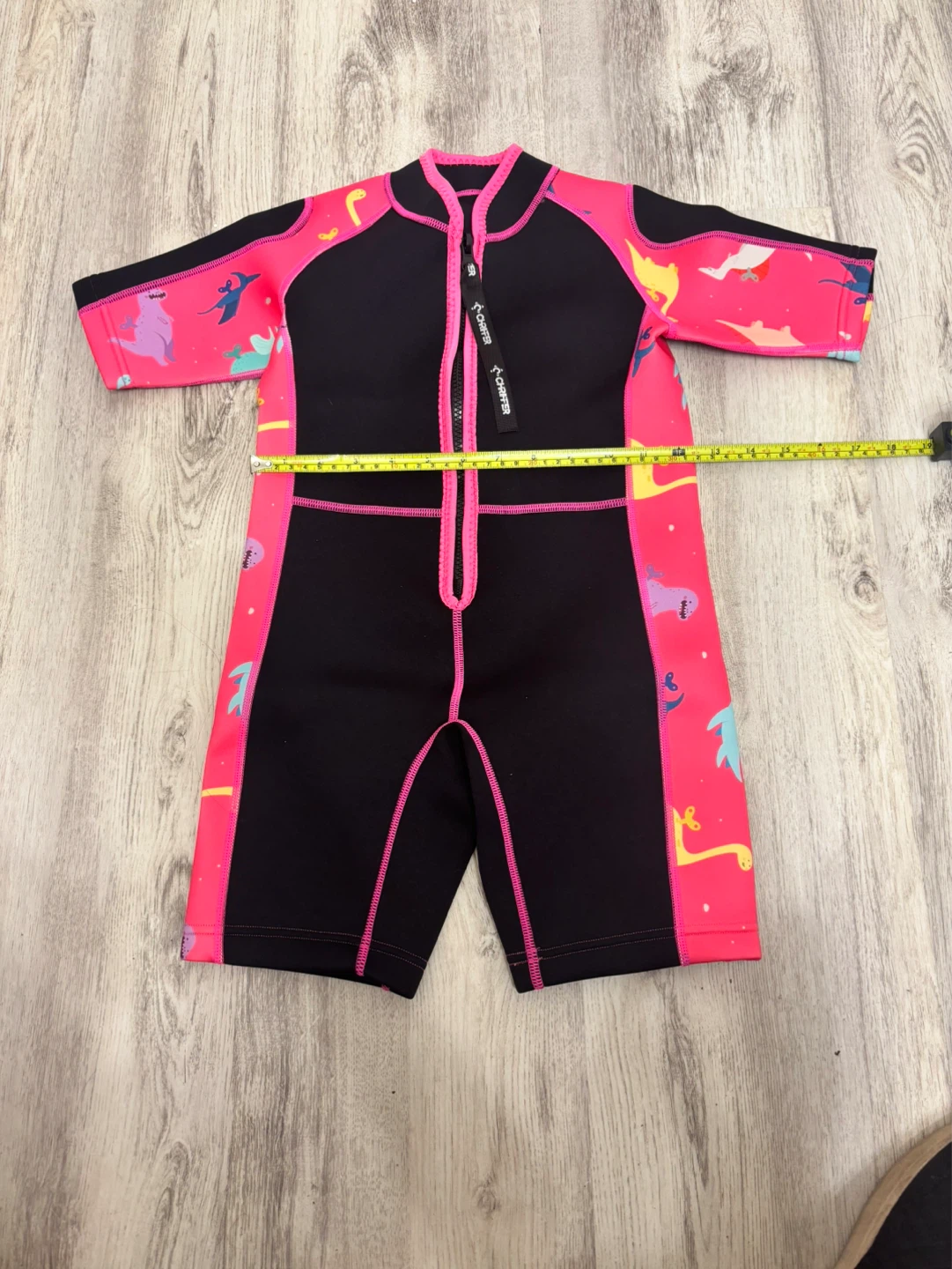Chriffer Kids Short Sleeve Wetsuit - Pink Dinosaur Print Medium - photo 2