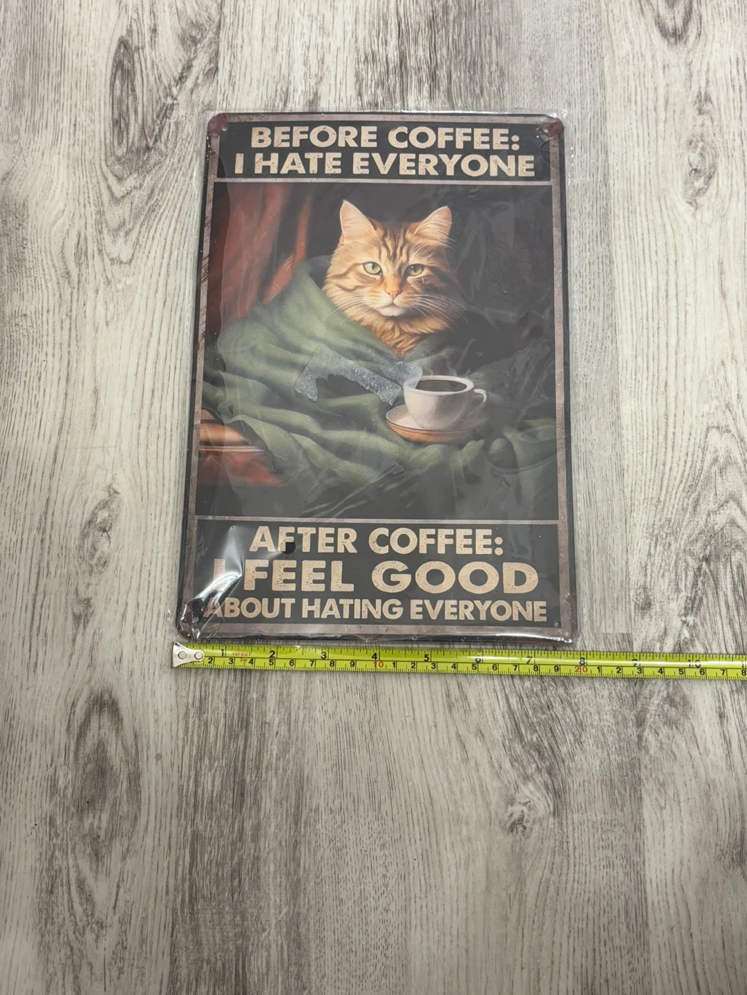 Funny Cat Coffee Tin Sign