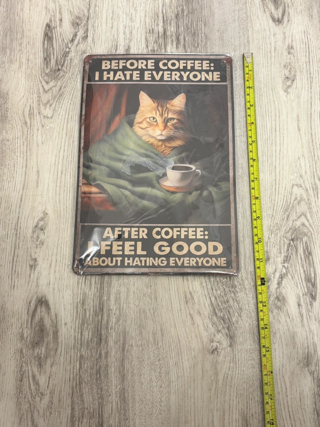 Funny Cat Coffee Tin Sign - photo 2
