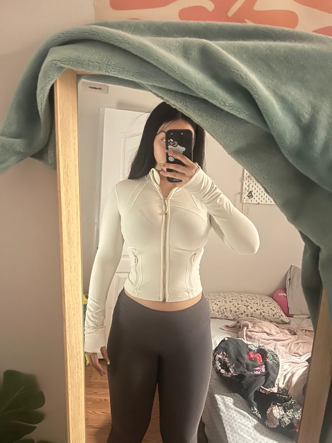 Lululemon Define Jacket cropped bone white with gold zipper - photo 2
