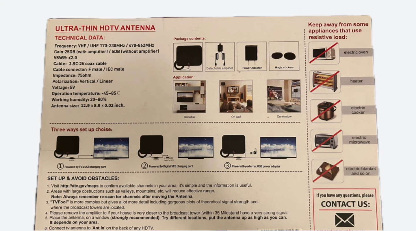 Ultra-Thin Digital HDTV Antenna - photo 2