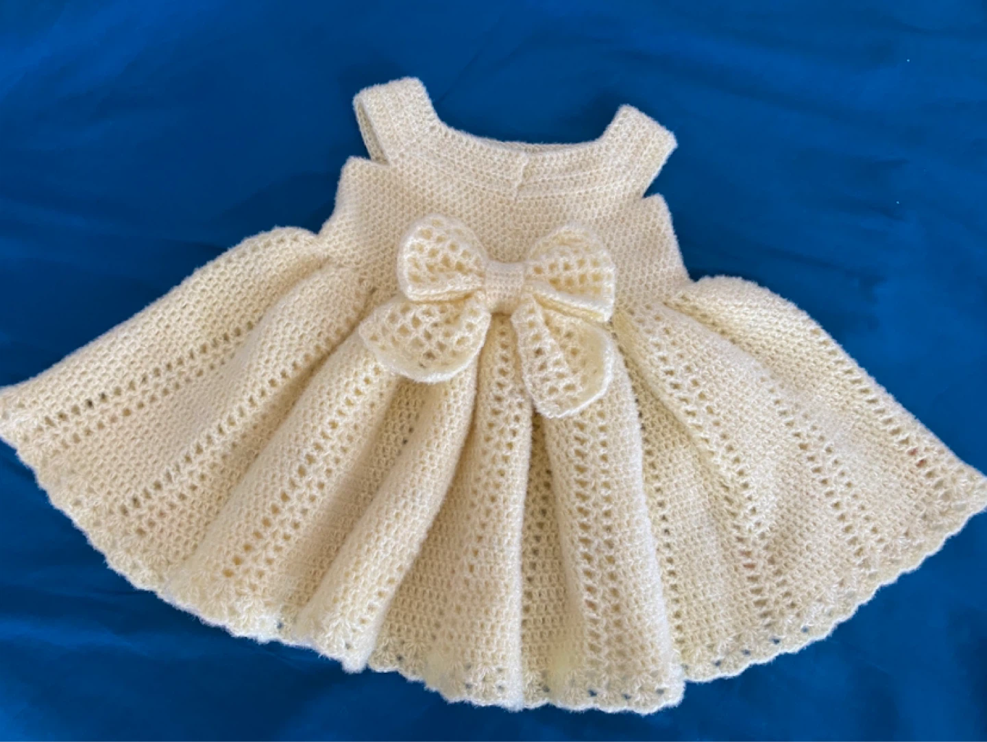 Hand-Crocheted Baby Dress with Pink small flowers - photo 2
