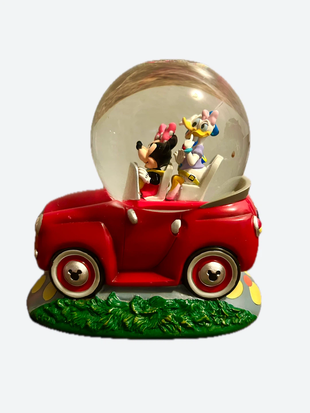 Disney Mickey Minnie Donald Daisy Snow Globe Car