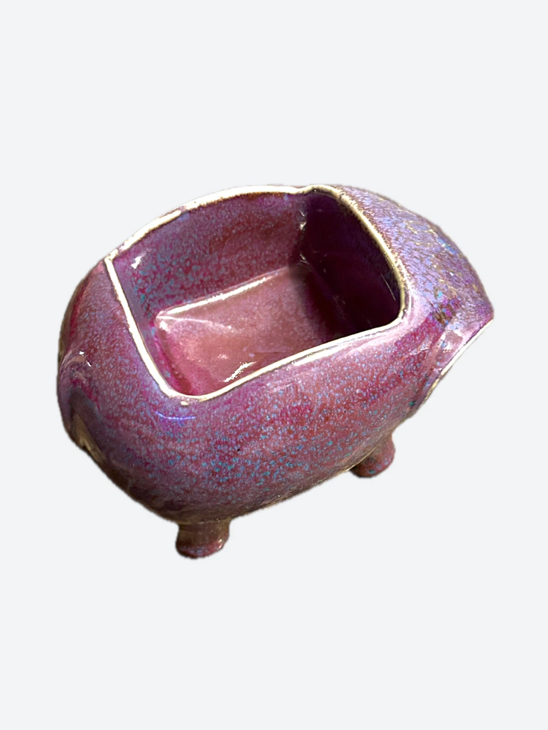 Purple Ceramic Elephant Planter