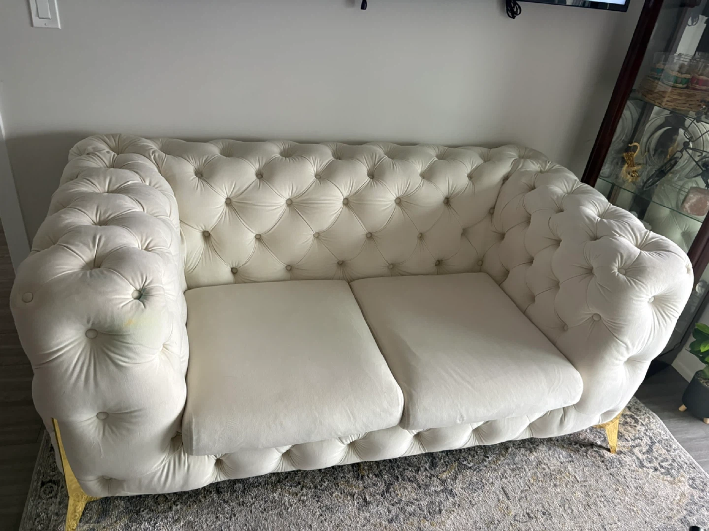 White Velvet Tufted Chesterfield Sofa