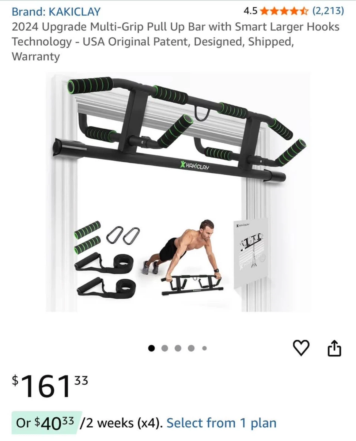 KAKICLAY Multi-Grip Pull Up Bar