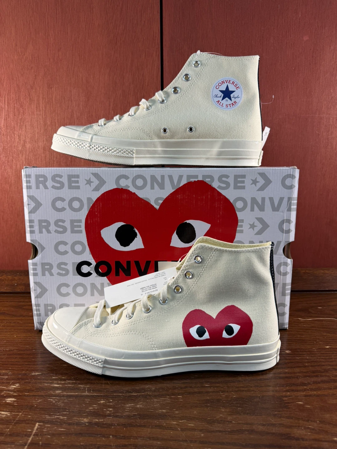 Converse x CDG PLAY Chuck 70 High White Men’s Sz 11/Women’s 14