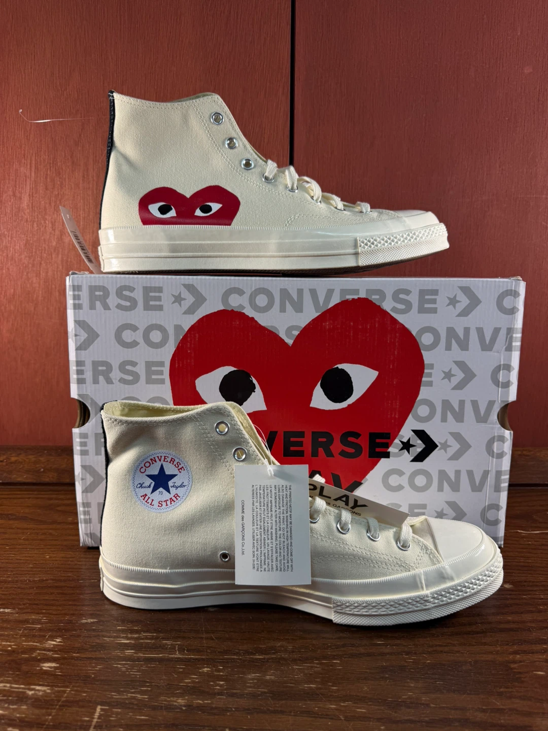 Converse x CDG PLAY Chuck 70 High White Men’s Sz 11/Women’s 14 - photo 2
