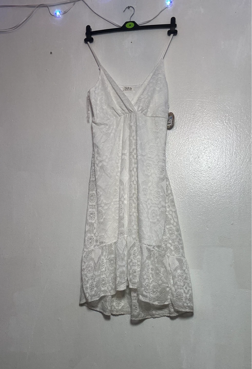 White Lace Spaghetti Strap Midi Dress - photo 4