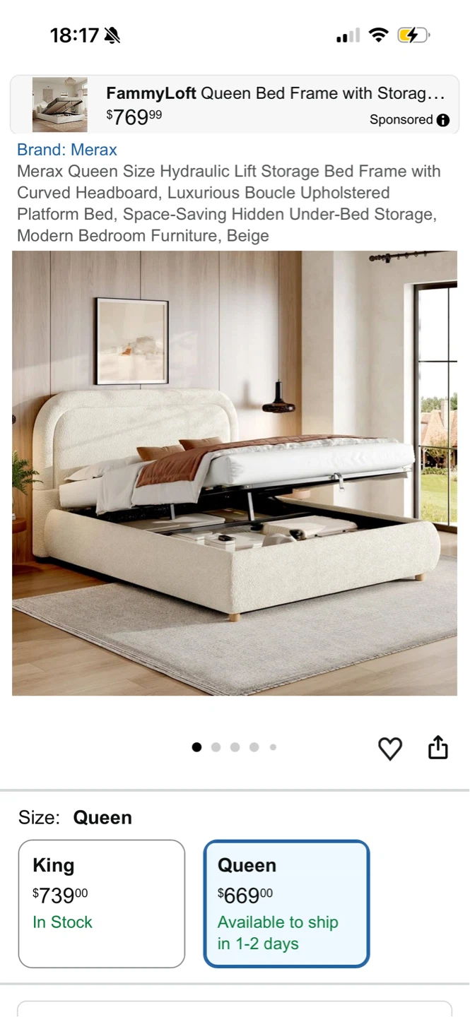New Queen Bed Frame with Storage