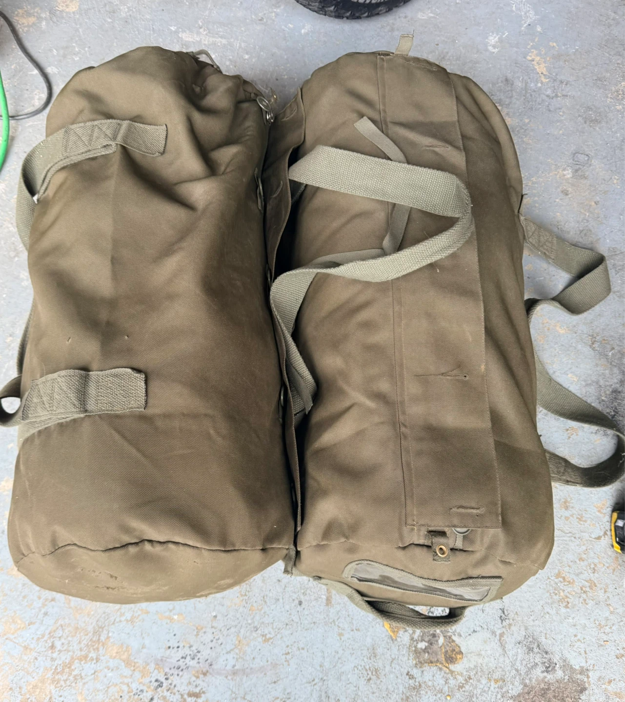 Vintage Olive Green Duffel Bags (Set of 2)