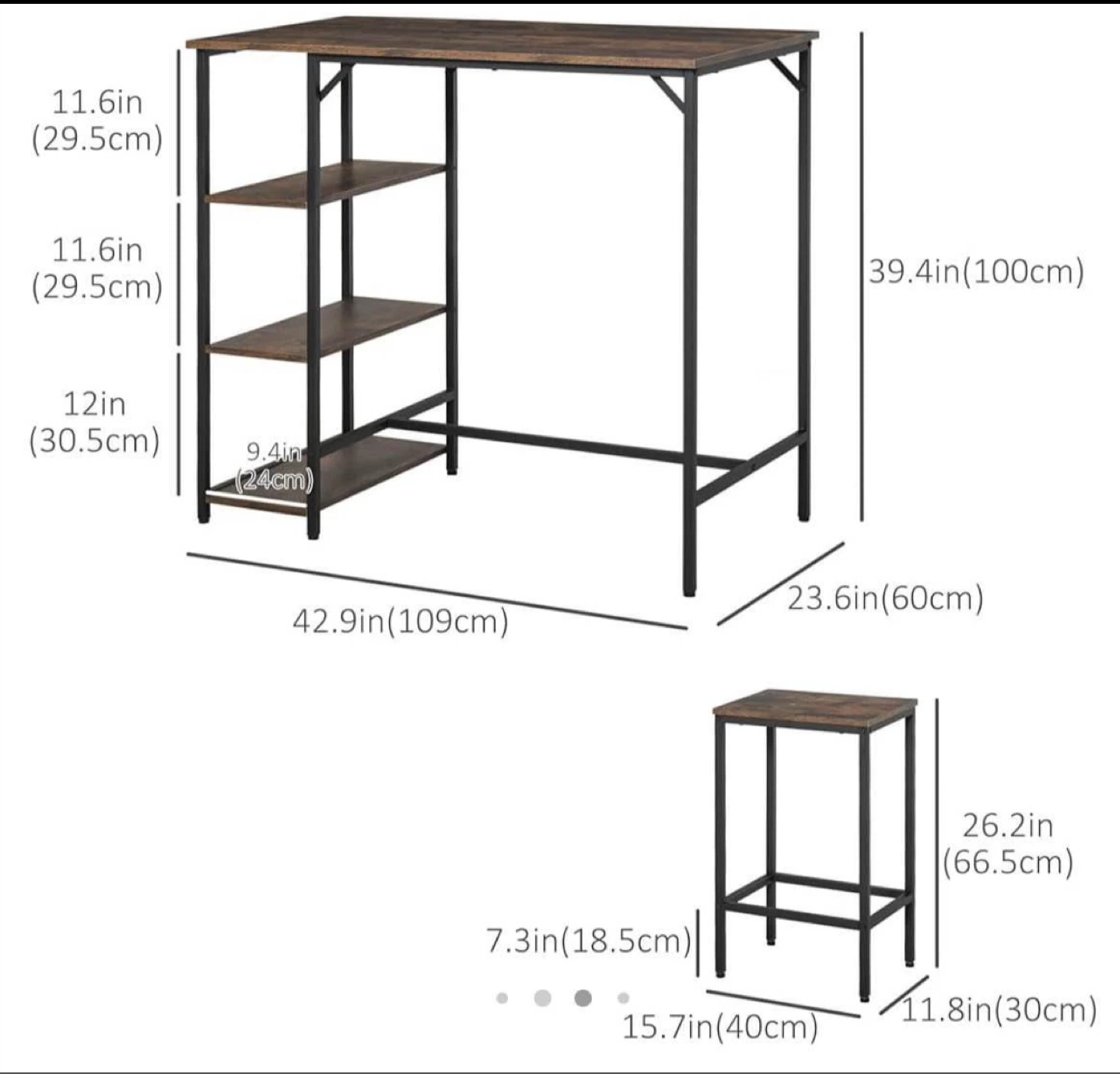 Bar Table Set with Shelves - photo 4