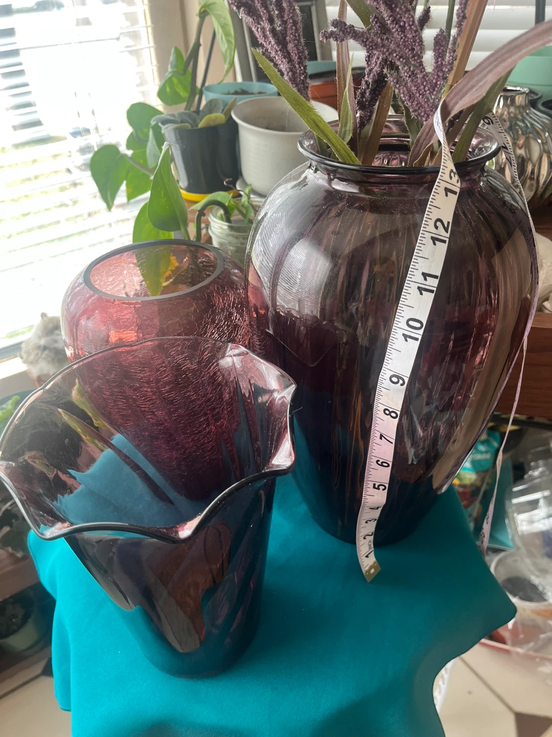 Collection of Three Plum Glass Vases - photo 5