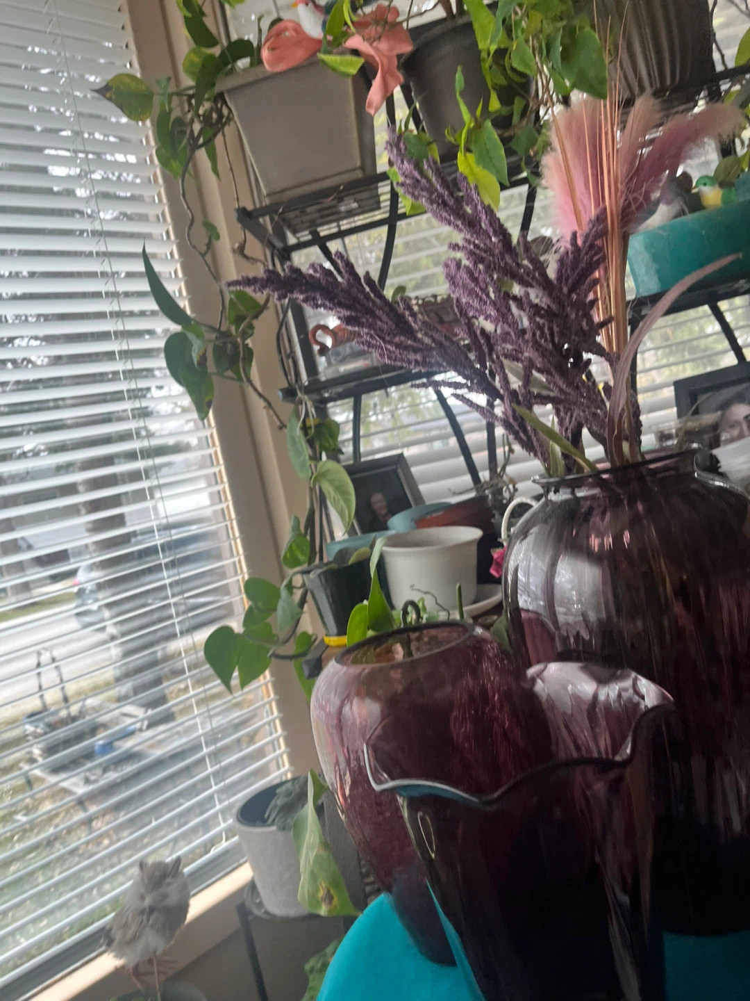 Collection of Three Plum Glass Vases - photo 3