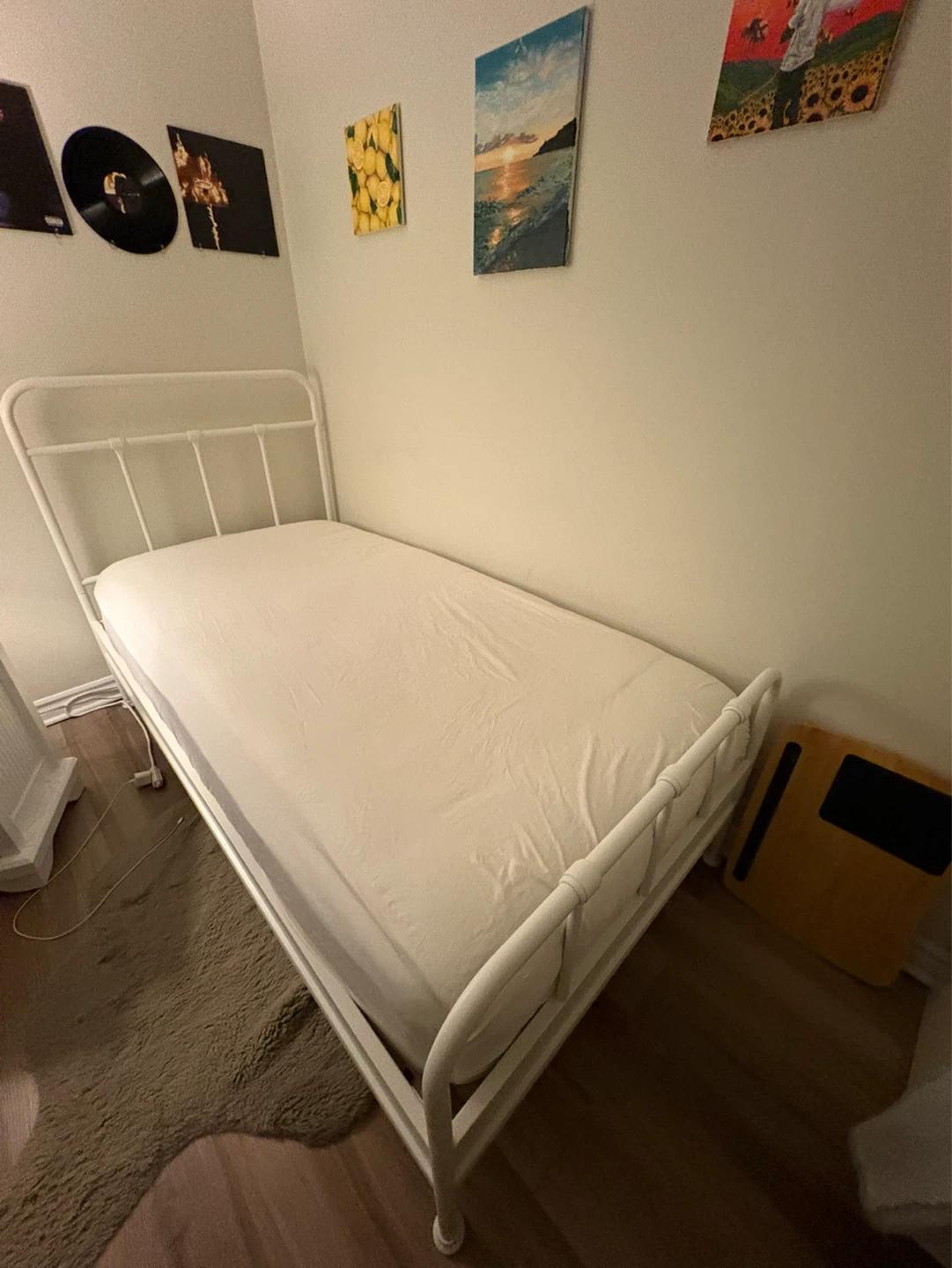 White Metal Single Bed Frame