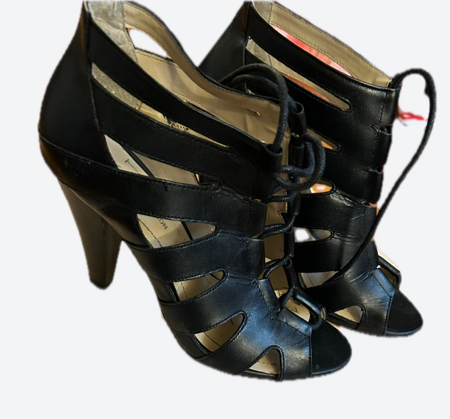 BCBGeneration Black Leather Lace-Up Heels - photo 3
