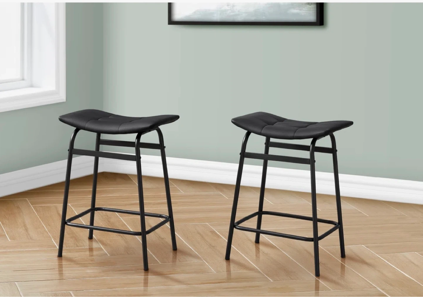 Brand new Black Faux Leather Saddle Stool – Set of 4