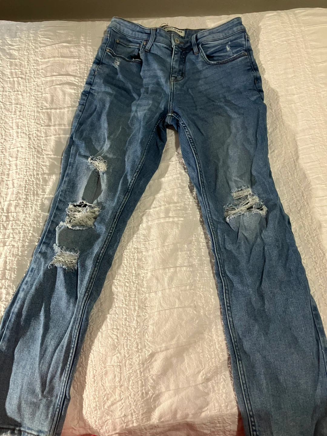 Blue Distressed Denim Jeans
