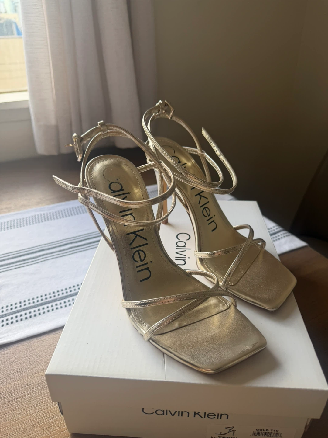 Calvin Klein Gold Strappy Heels - photo 2