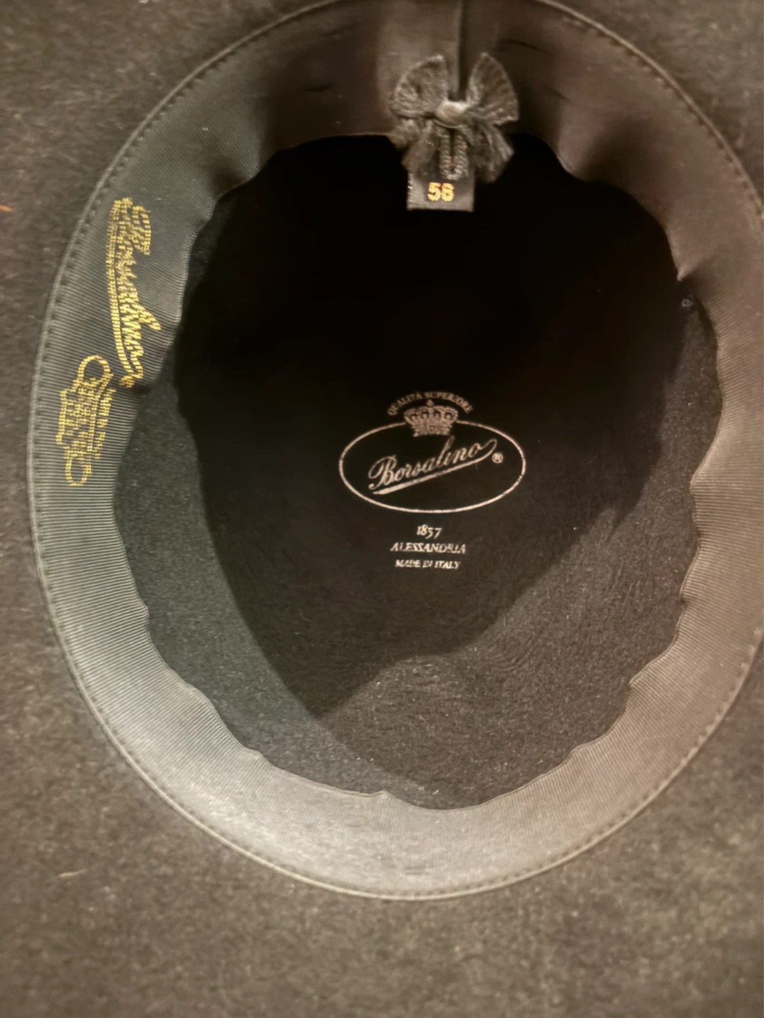 Borsalino Black Felt Hat - Size 58 - photo 3