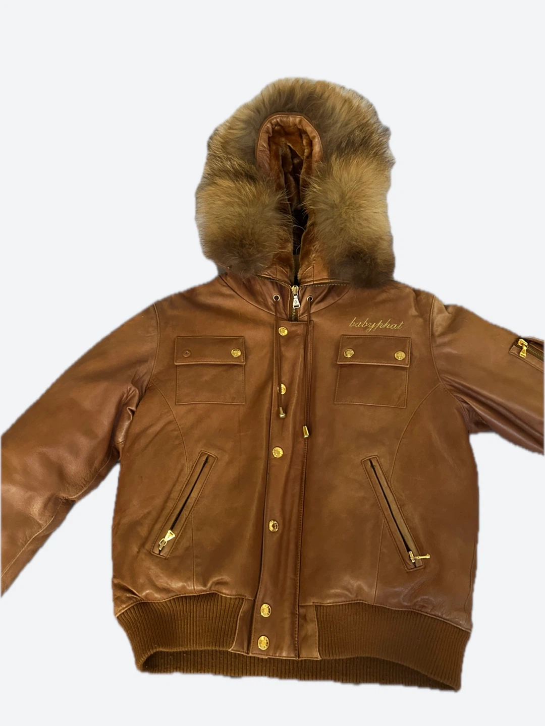 Baby Phat Leather Bomber Jacket with Fur Hood - photo 2
