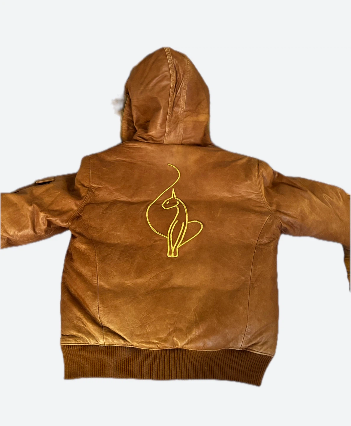 Baby Phat Leather Bomber Jacket with Fur Hood