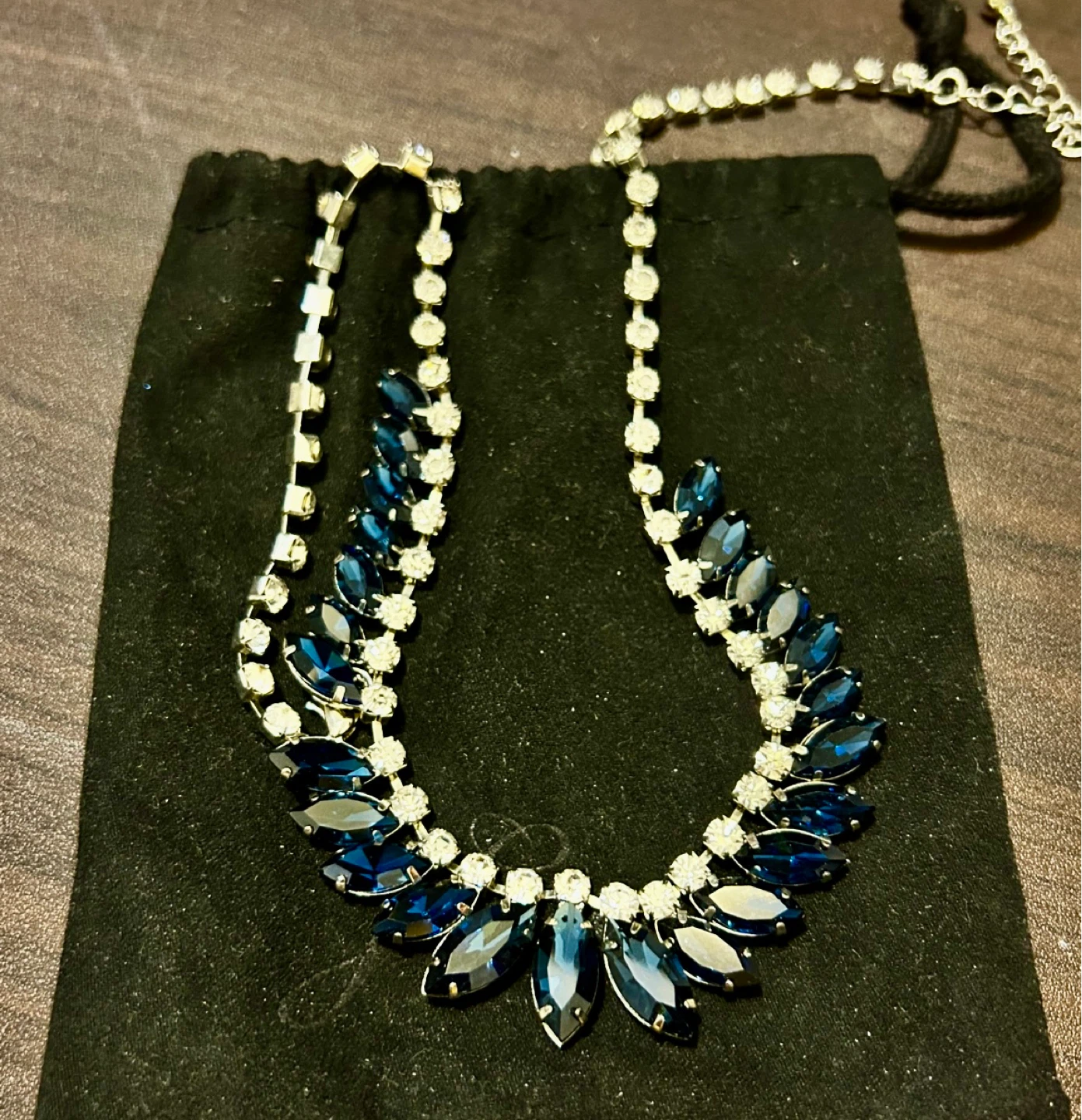 Sparkly Blue and Clear Stone Necklace