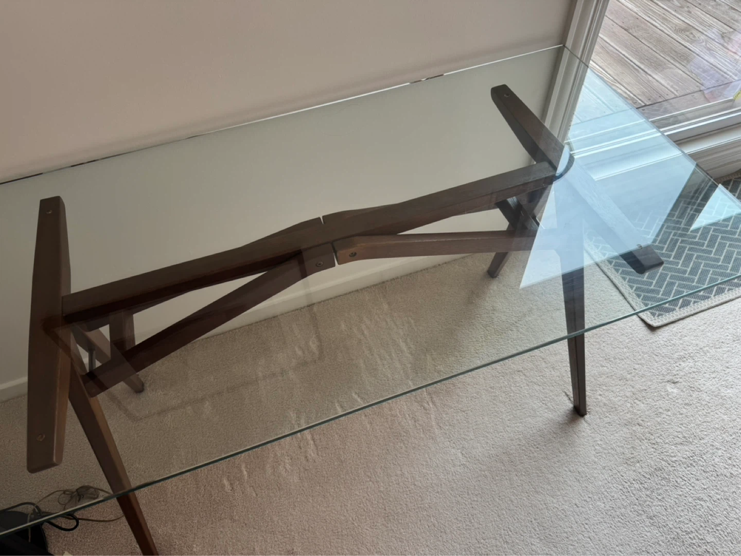 Dinning table with glass top wooden Legs - photo 2