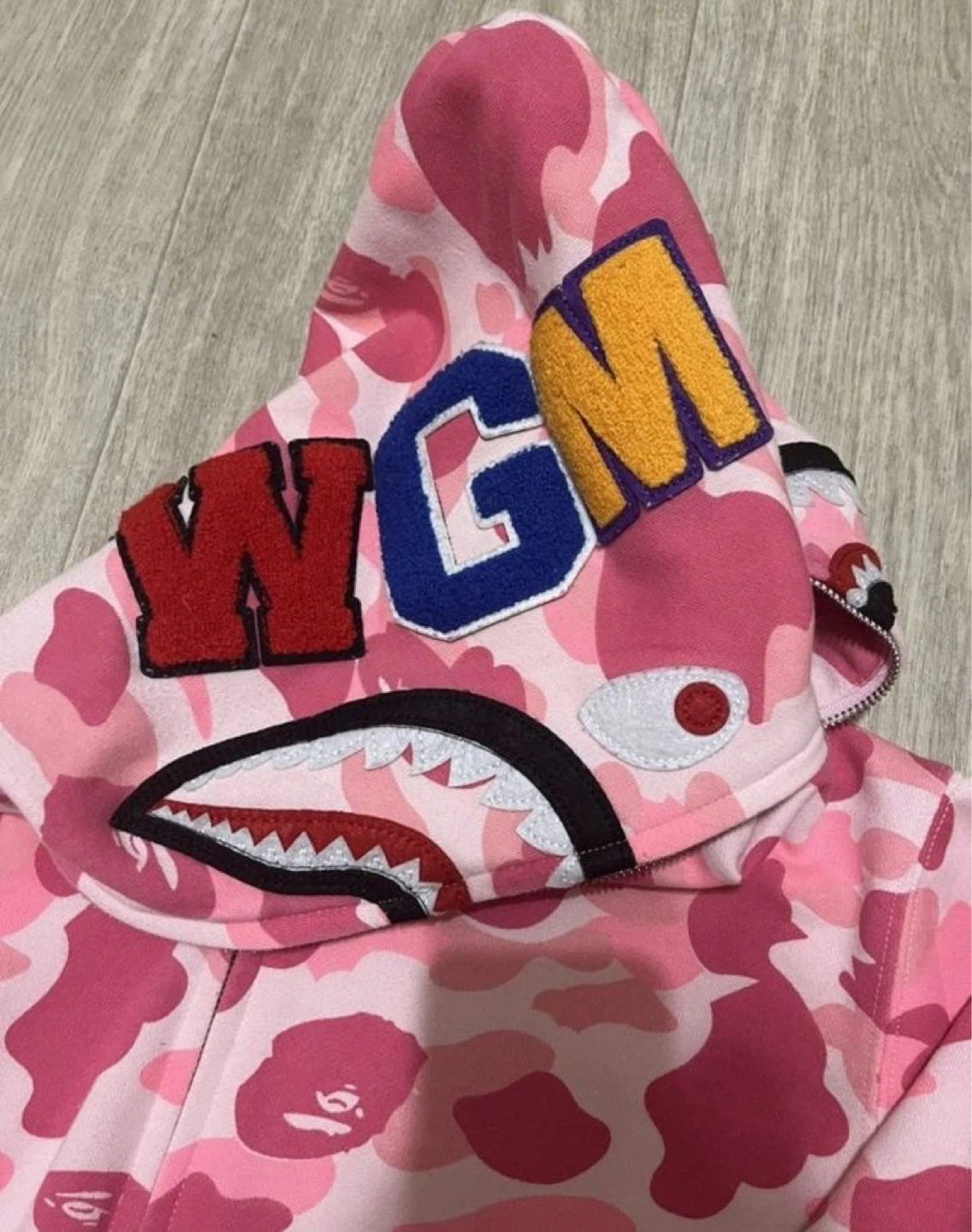 Pink bape Shark  Zip Hoodie