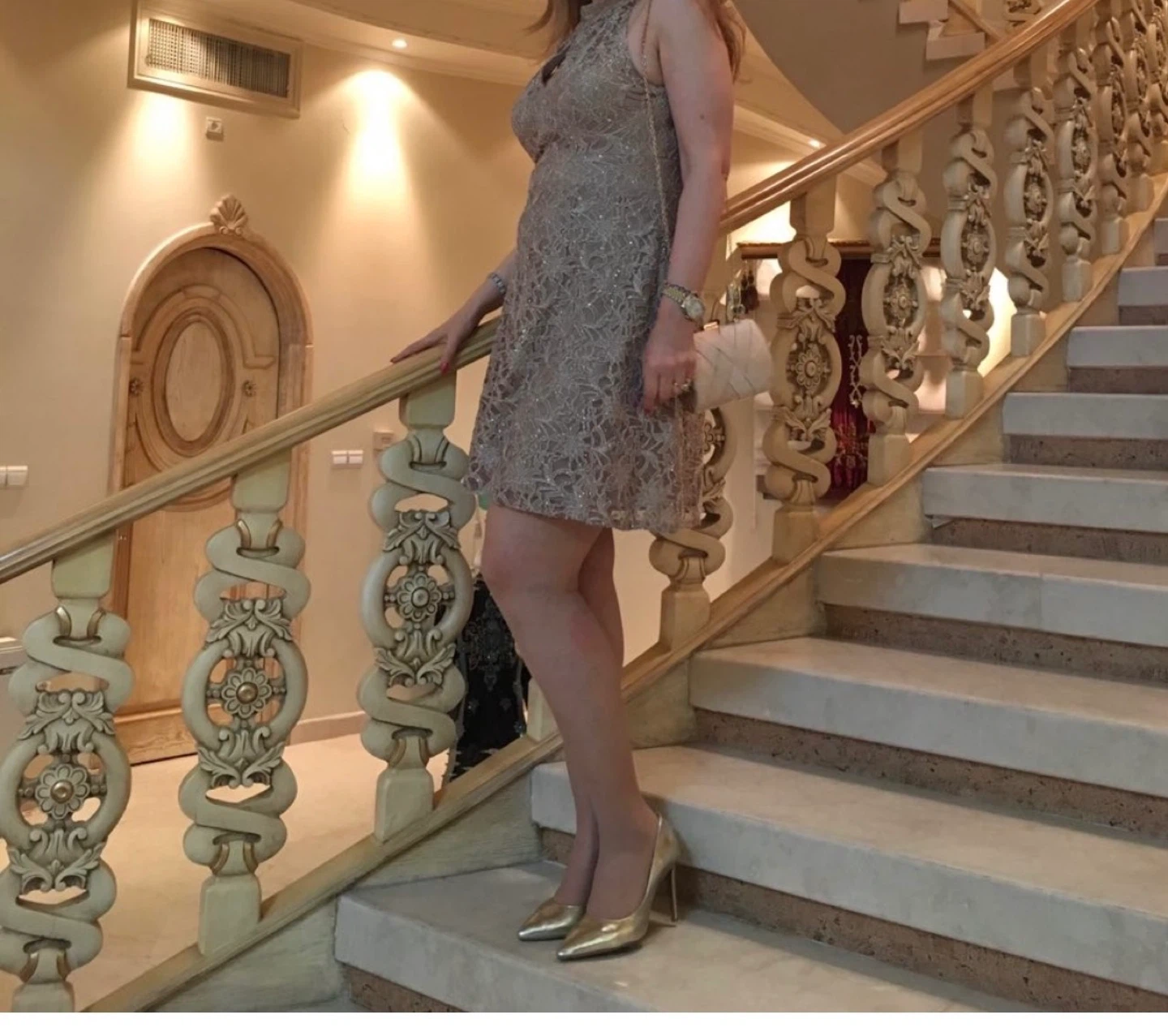 Lace Sleeveless Dress - Beige