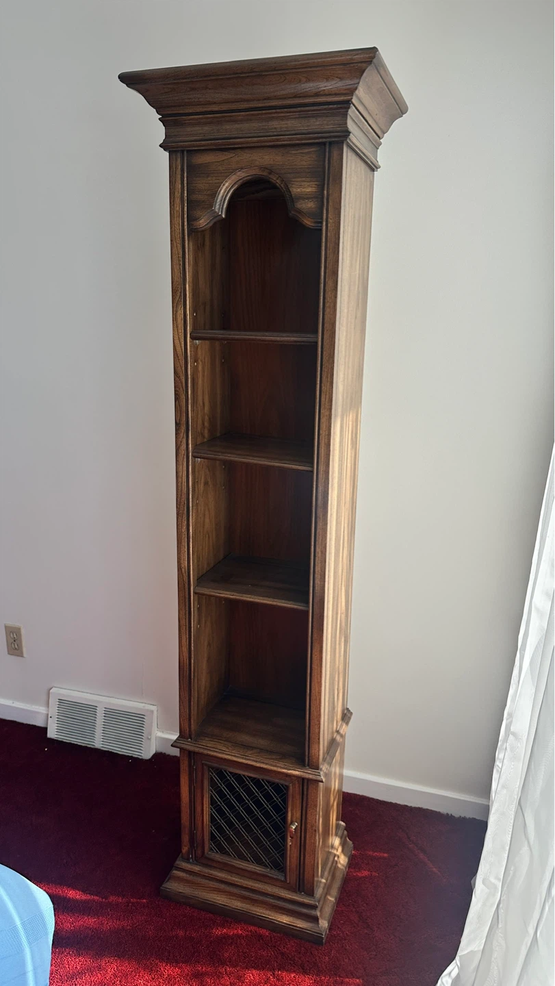 Tall Wooden Bookcase with Cabinet
