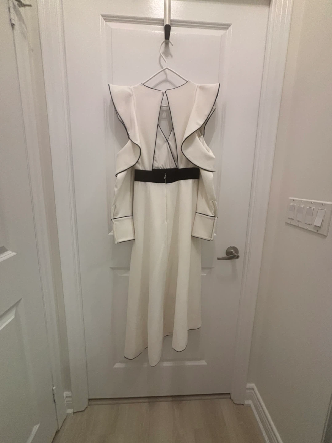 Self-Portrait White Dress with Black Trim - photo 3