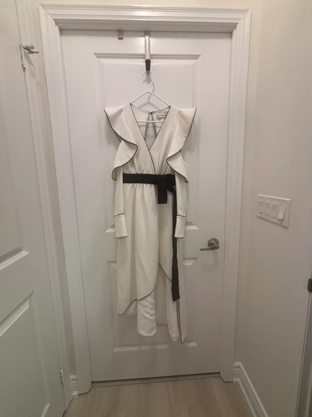 Self-Portrait White Dress with Black Trim