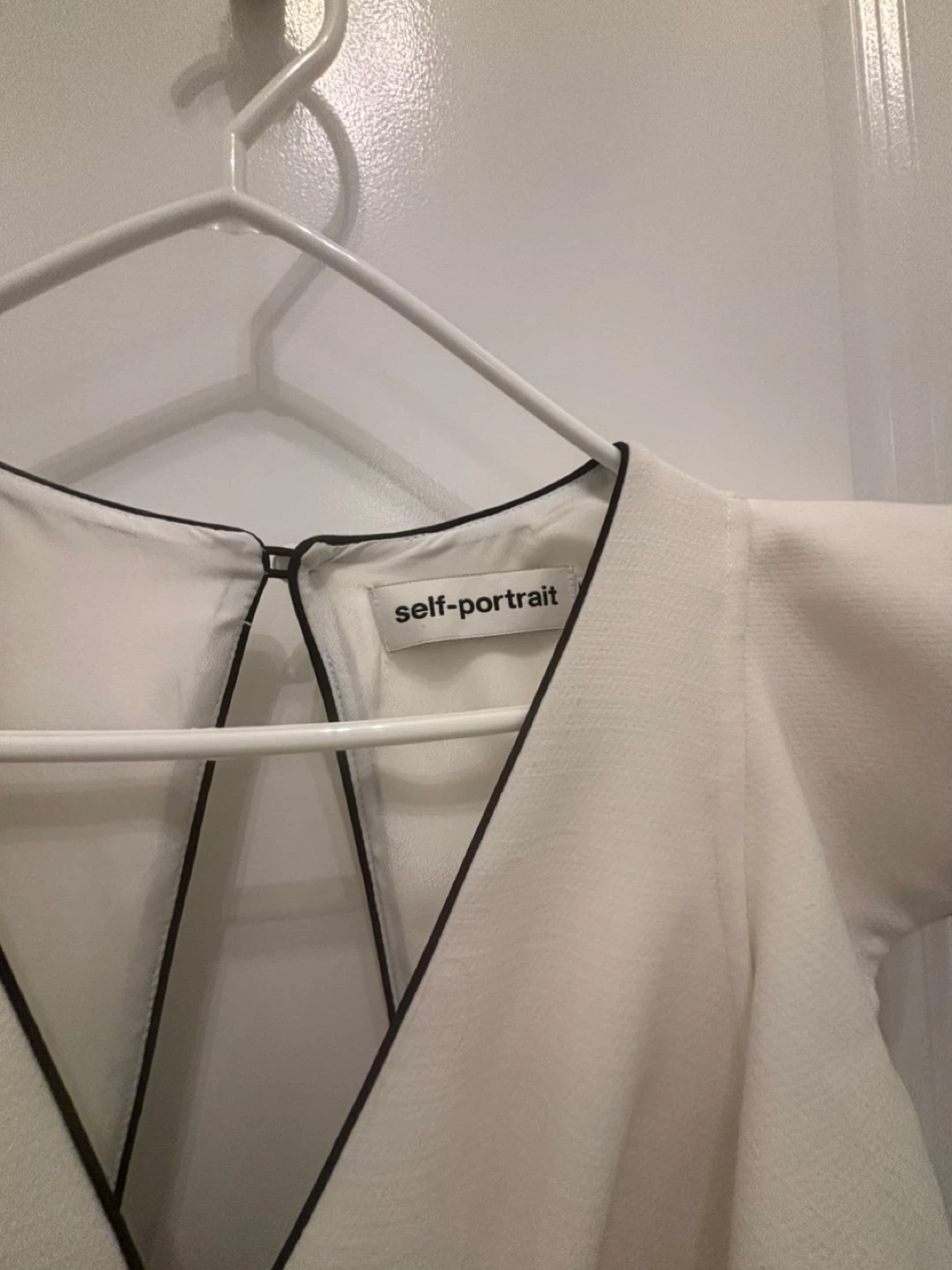 Self-Portrait White Dress with Black Trim - photo 2