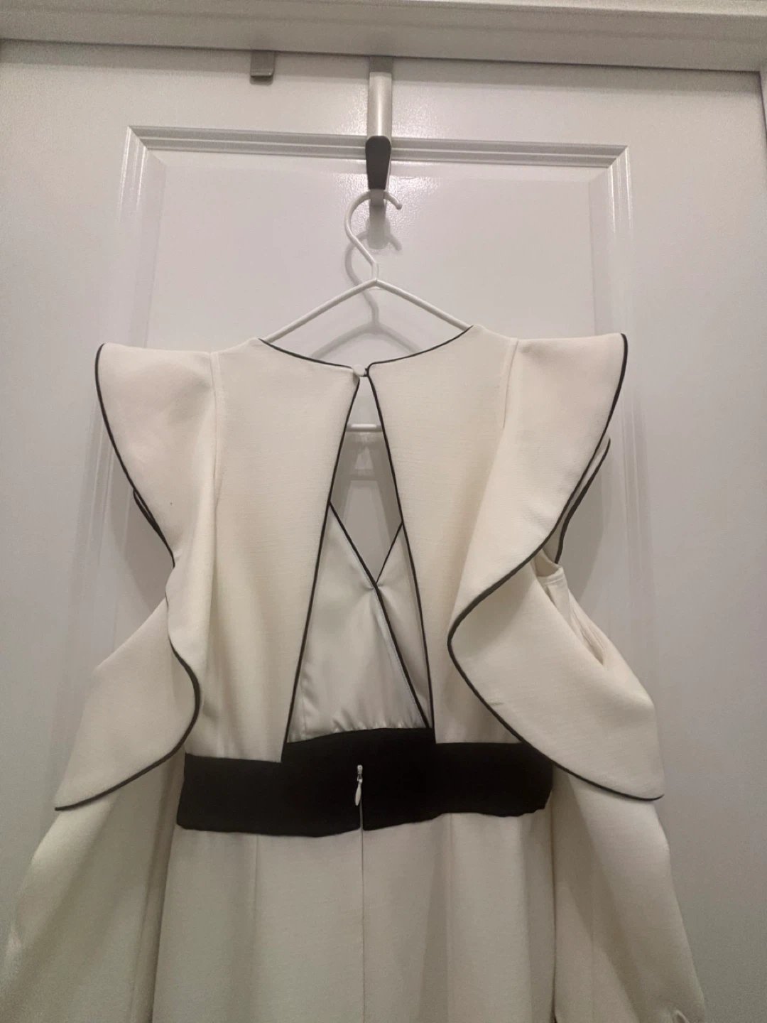 Self-Portrait White Dress with Black Trim - photo 4