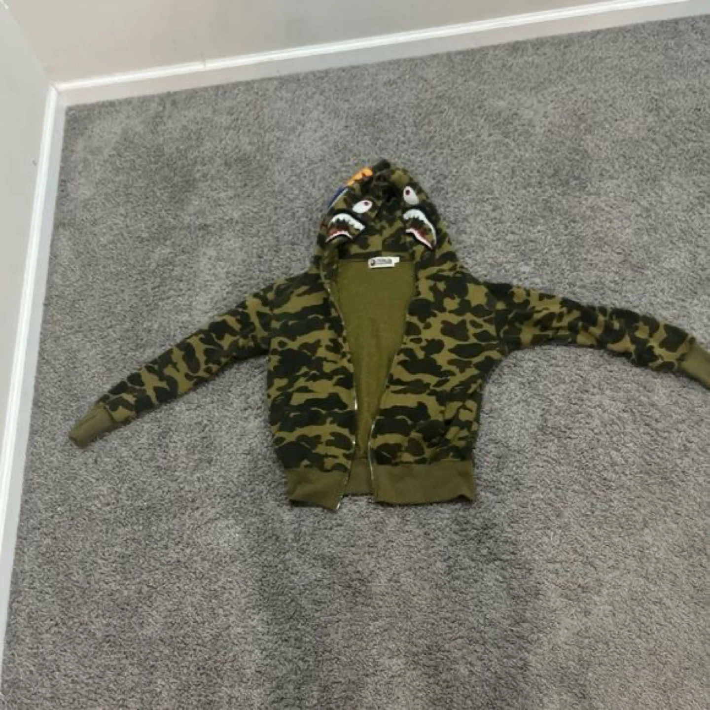 Green bape zip up hoodie