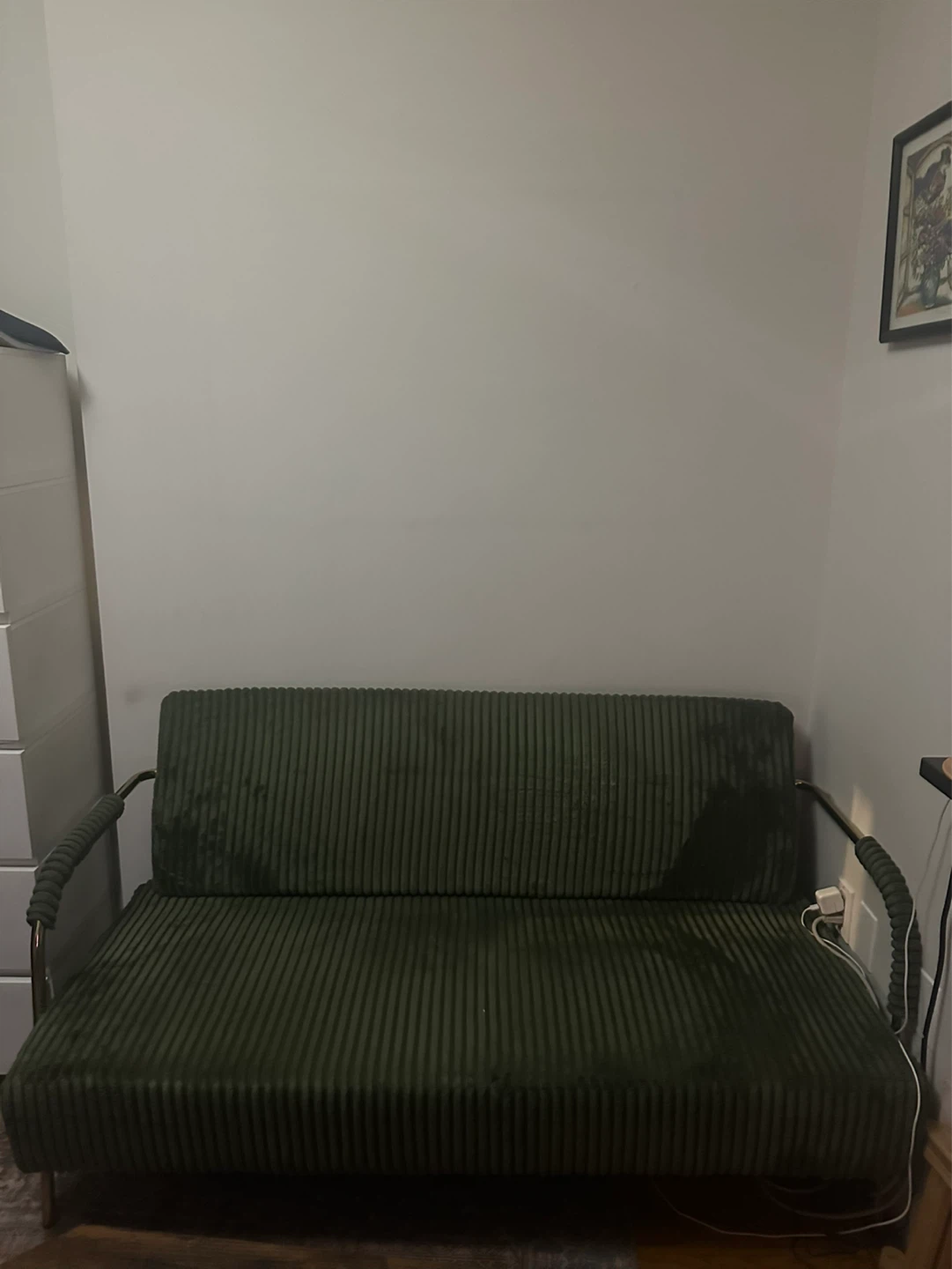Two seater Green Corduroy Sofa - photo 2